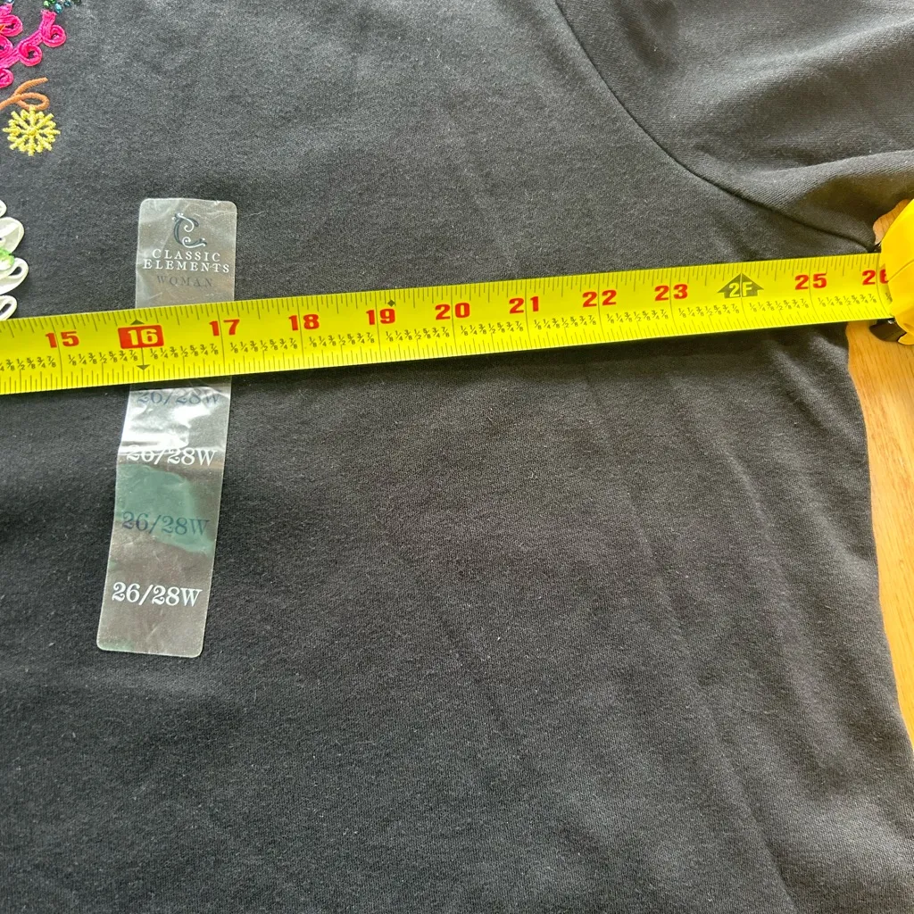 NWT Classic Elements women's 26-28W Shirt black Christmas SNOWMAN 3/4 Sleeve Top - Image 8