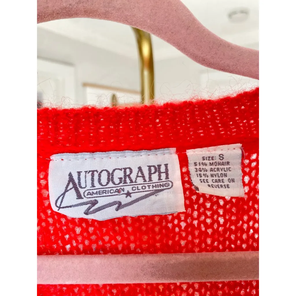 Vintage Autograph Mohair Cardigan Quiet Luxury Old Money S Red Button Up - Image 5