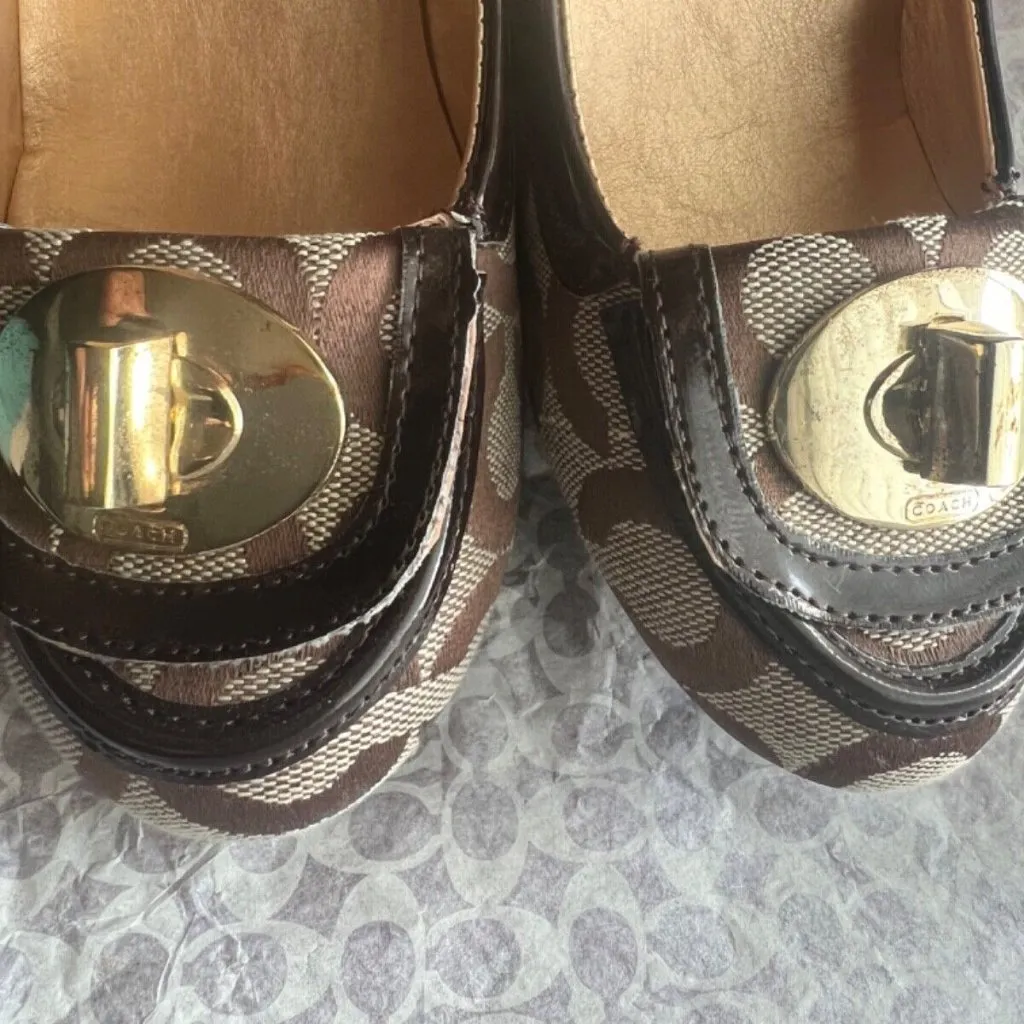 VINTAGE Coach CYBEL Canvas with Trim Signature High Heel Shoes 7 #TH09045-Y1 NEW - Image 9