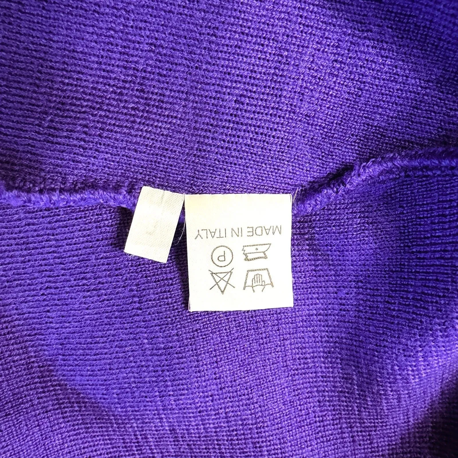 Italian Merino Wool Cardigan Sweater Womens Large Purple Buttons Sara Meghnagi - Image 6