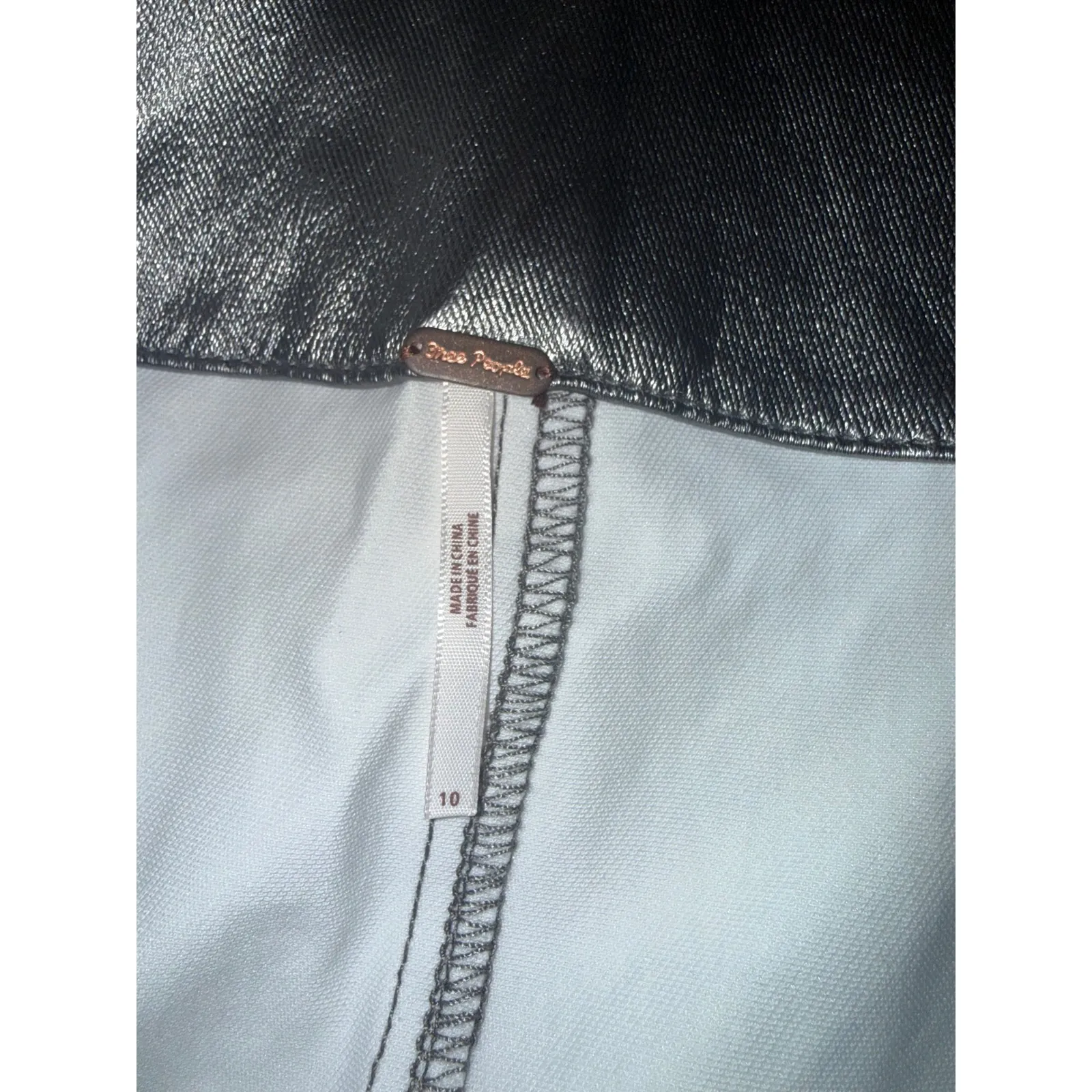 Free People Metallic Silver Faux Leather Mini Skirt Size 10 holiday sparkle NYE - Image 4