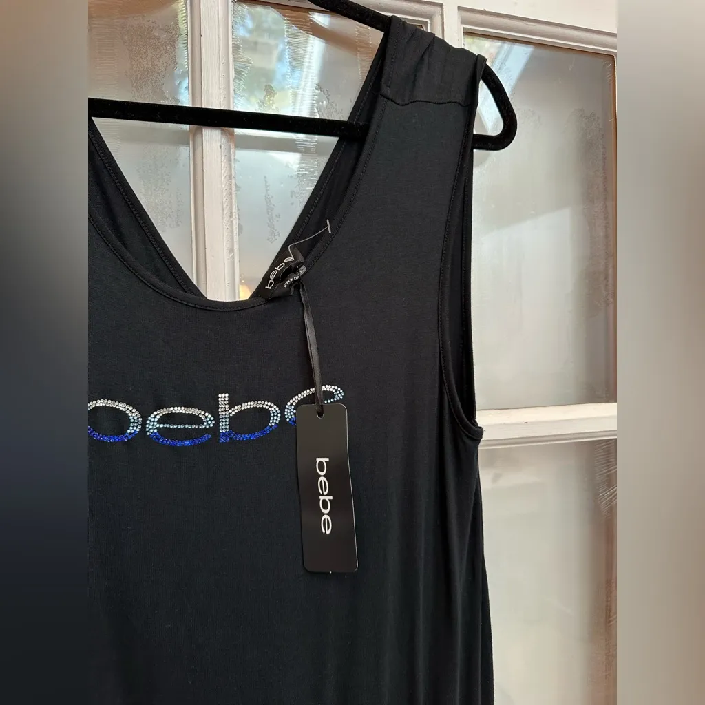 Bebe Y2K Logo Sleeveless Drawstring Waist Jumpsuit Jet Black Size Large L NWT - Image 5