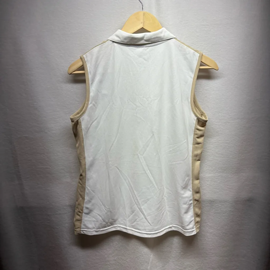 Izod Women's‎ White and Tan Zip-Up Tank Top - Image 9