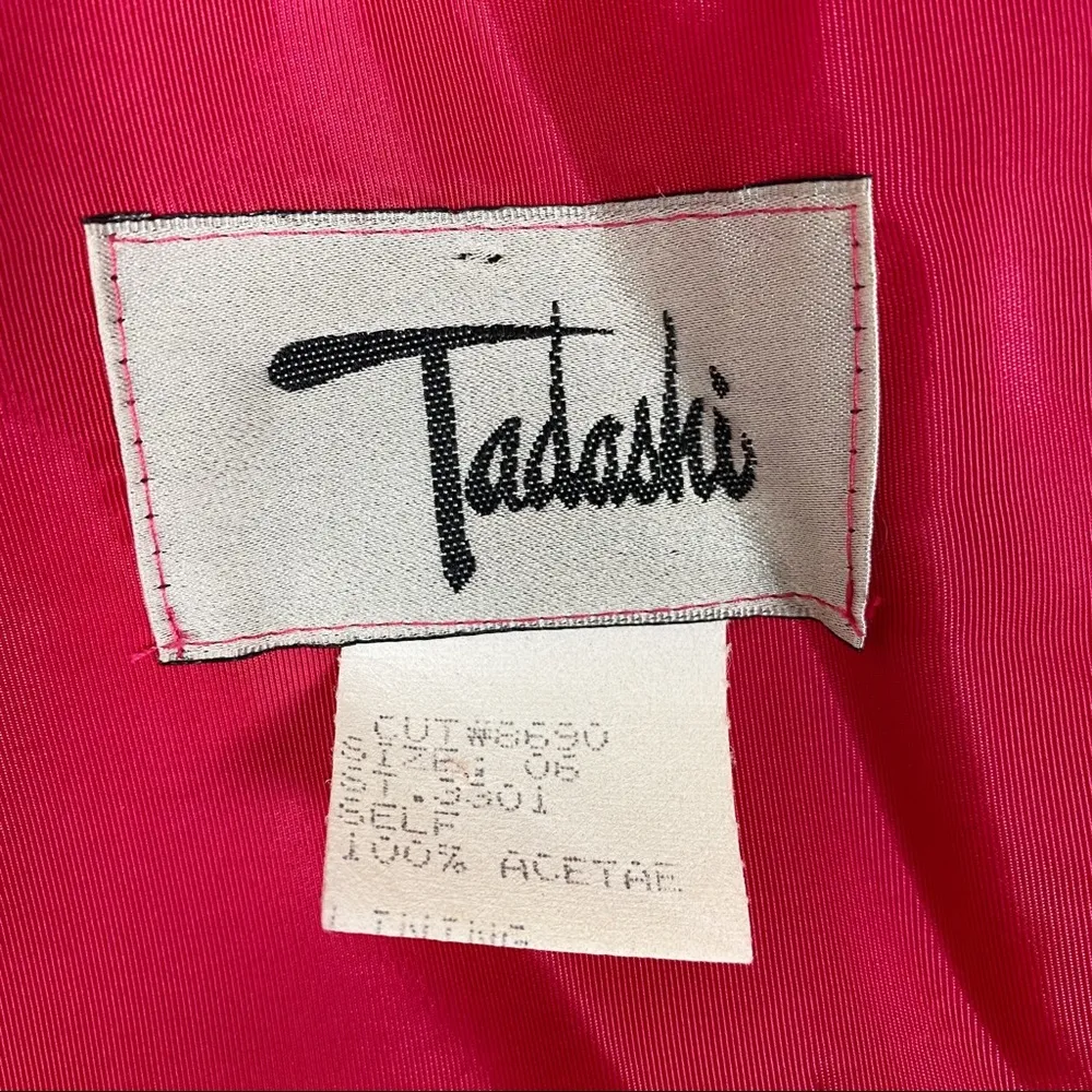 Vintage TADASHI fuschia taffeta strapless dress - Image 12