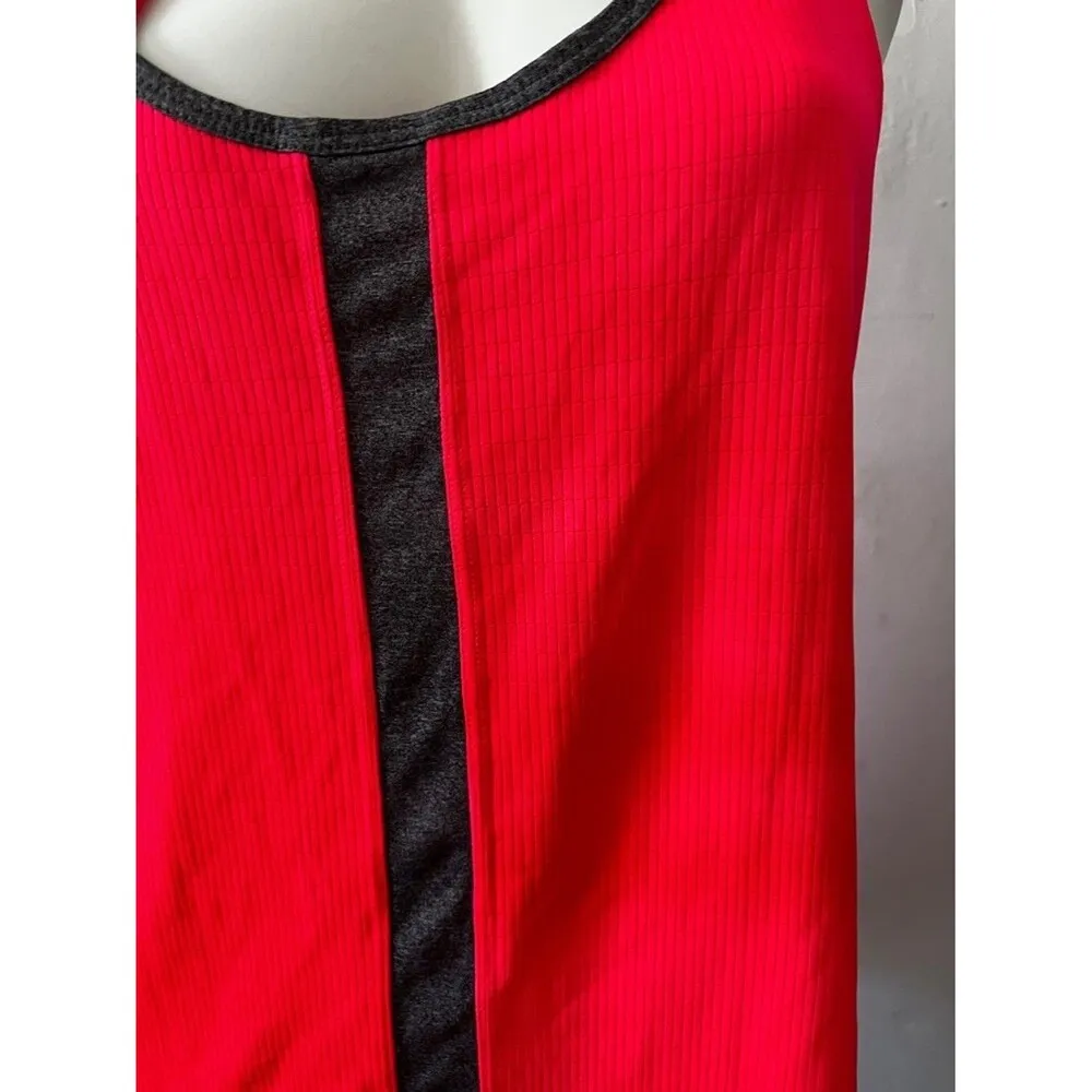 avia hot pink scoop neck strappy gray marbled racerback ribbed tank top size L - Image 4