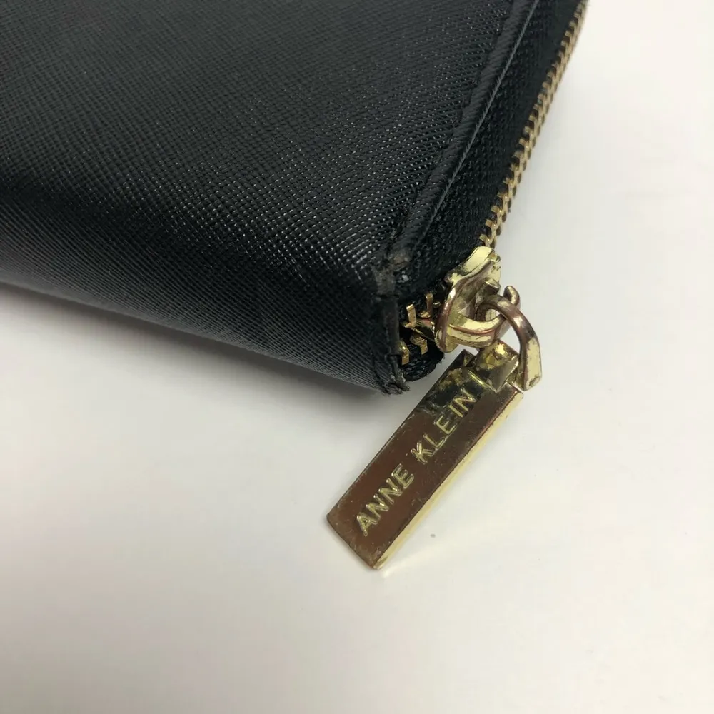 Anne Klein Pebbled Leather Zip Around Wallet Black - Image 3