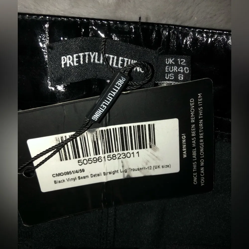 NEW with Tags PrettyLittleThing PLT Black Faux Leather pants medium - large - Image 5
