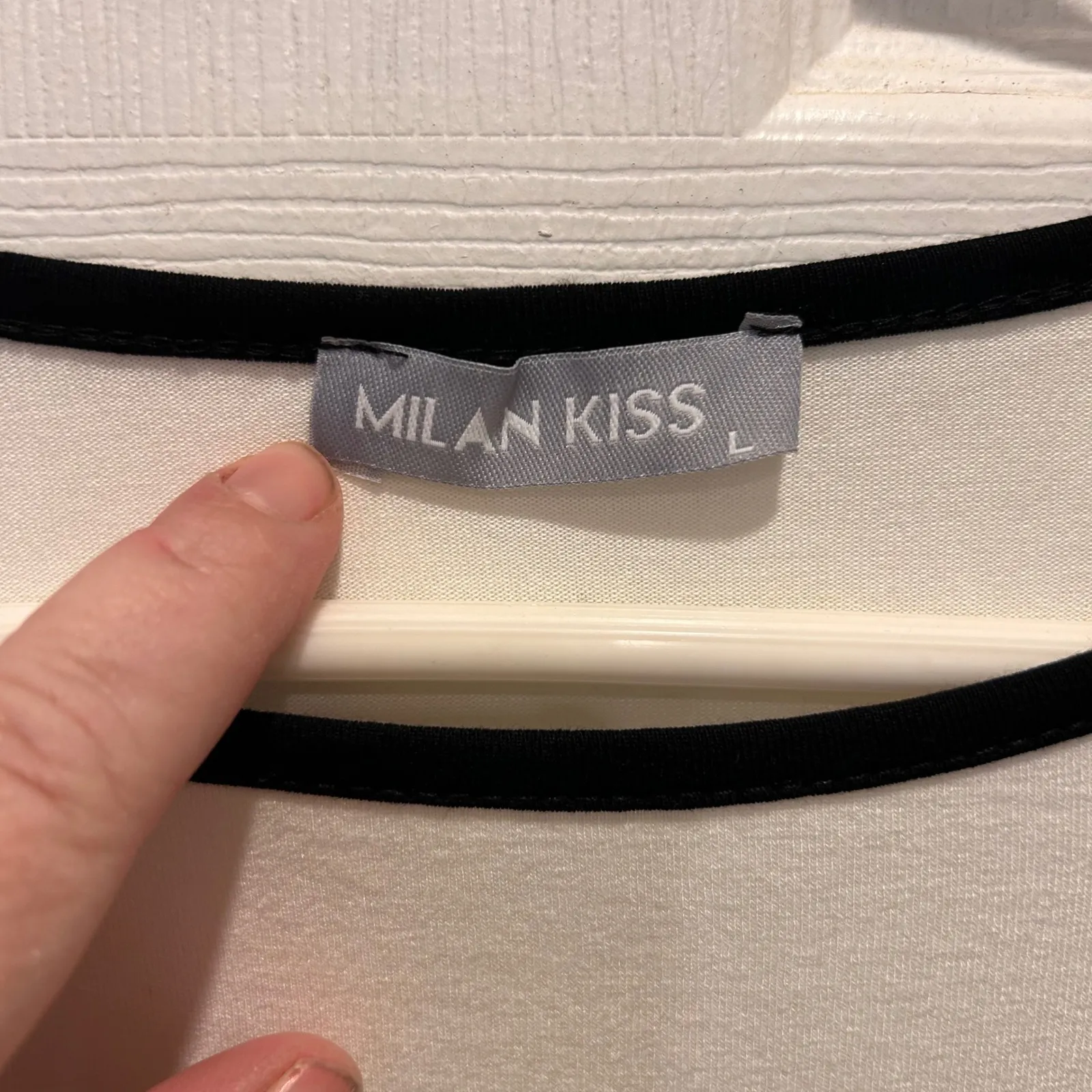 MILAN KISS Womens Long Sleeve Lace Trim Baseball Tee Top White Black Size L Size L - Image 3