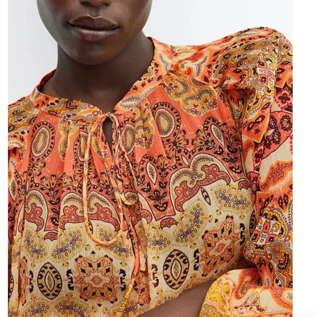 MANGO Bohemian Multicolor Blouse - Image 3