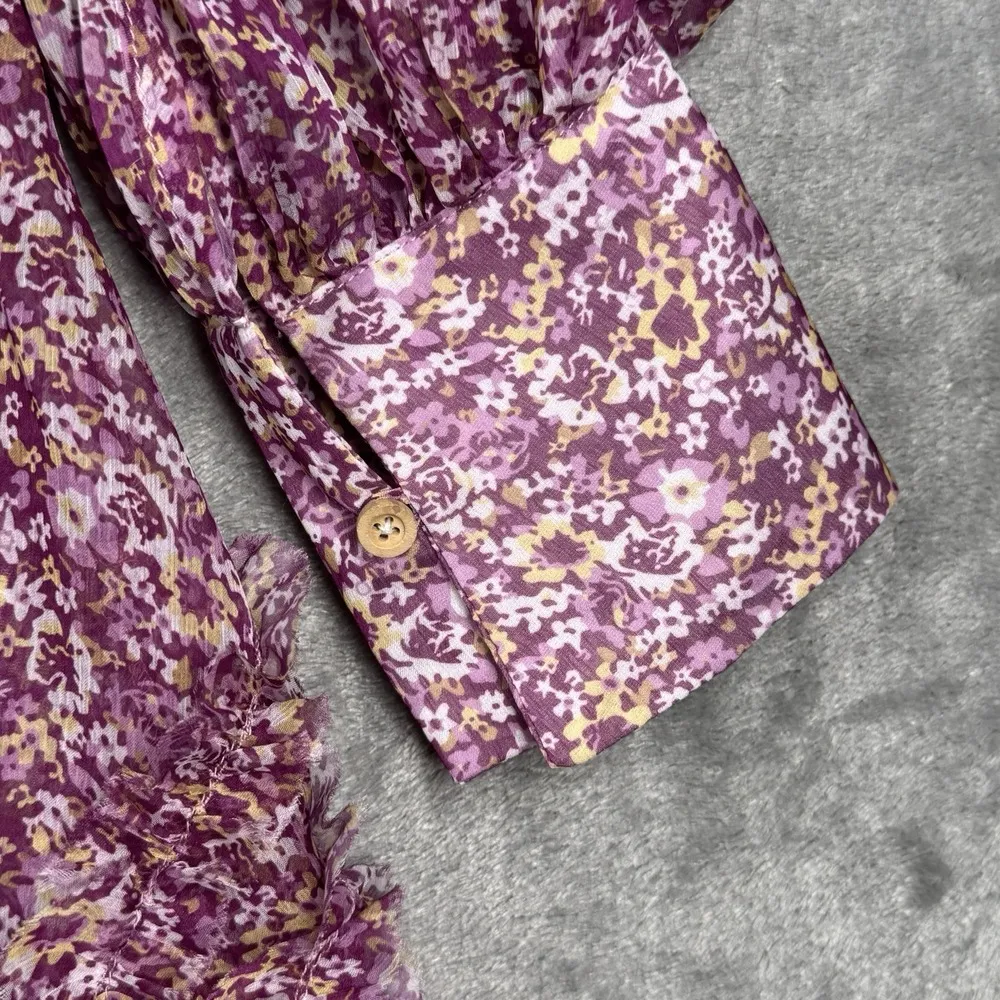 O.P.T. Dress Women Medium Purple Yellow Ditzy Floral Bessy Mini Boho Cottagecore - Image 6