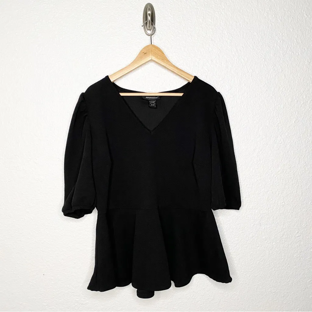 ASHLEY STEWART BLACK PEPLUM TOP SIZE 18/20 - Image 7