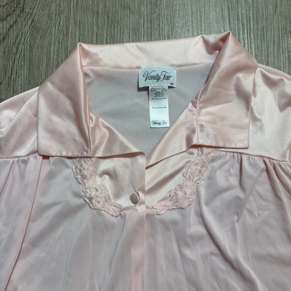 Vintage Vanity‎ Fair Nightgown Womens Medium Pink Satin House Dress - Image 3