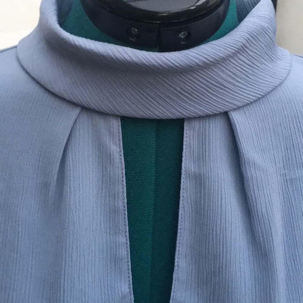 New Lush Powder Blue Cold Shoulder Key Hole Flutter Sleeve Blouse - Image 3