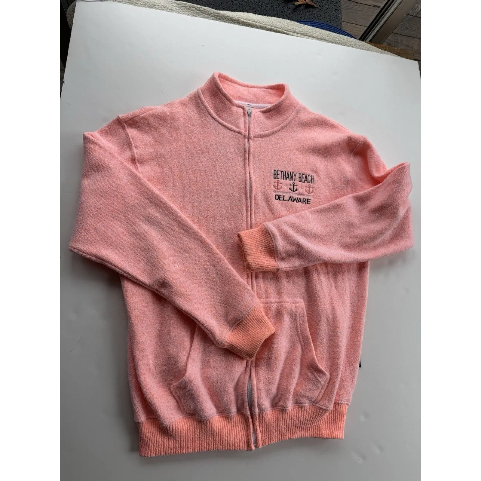 Bethany Beach embroidered French women’s jacket peach size medium preowned - Image 11