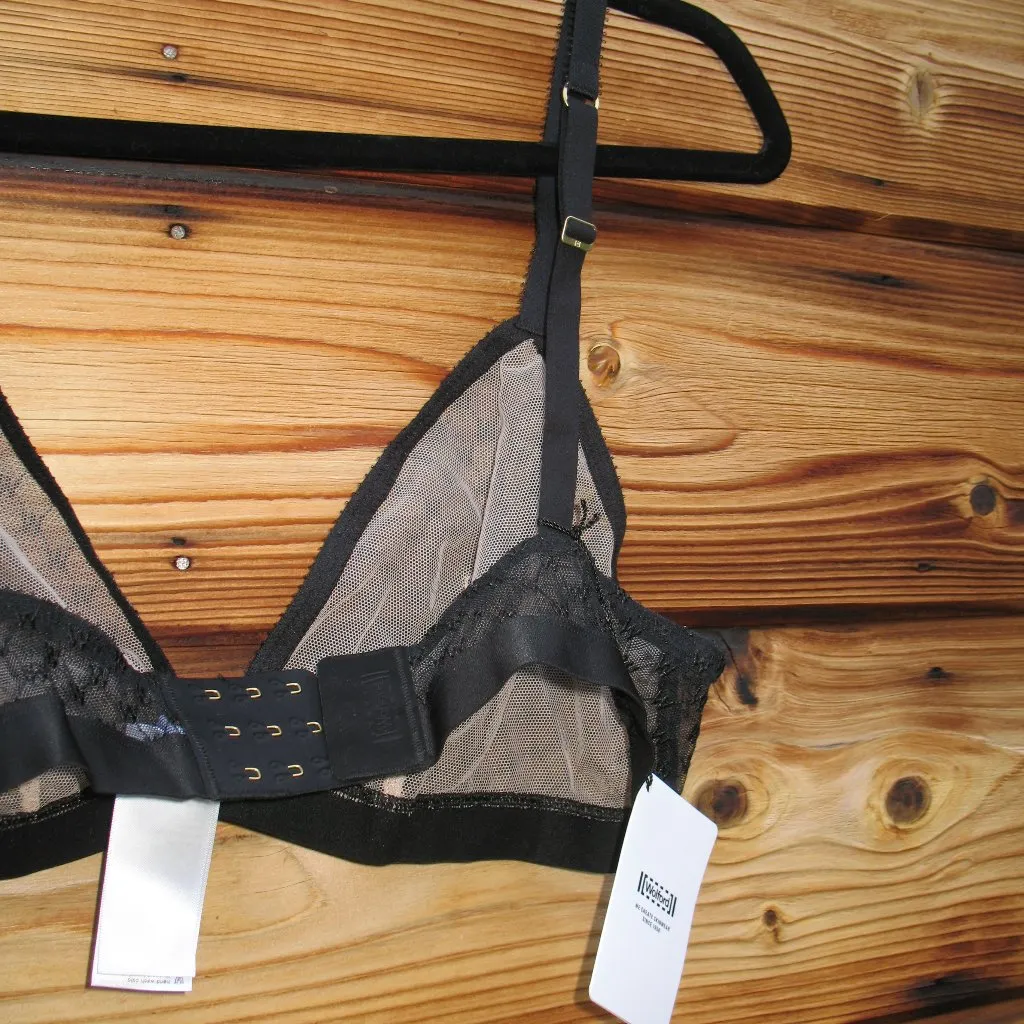 Wolford Sheer Logo Triangle Bra Size L Black Size L - Image 7