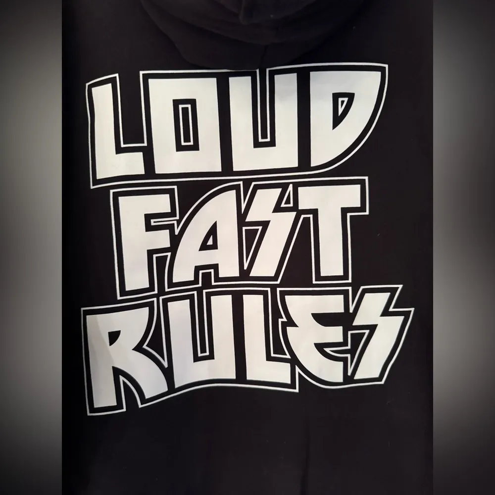 XCVI Loud Fast Rules Women’s Black Hoodie Size XS - Image 8