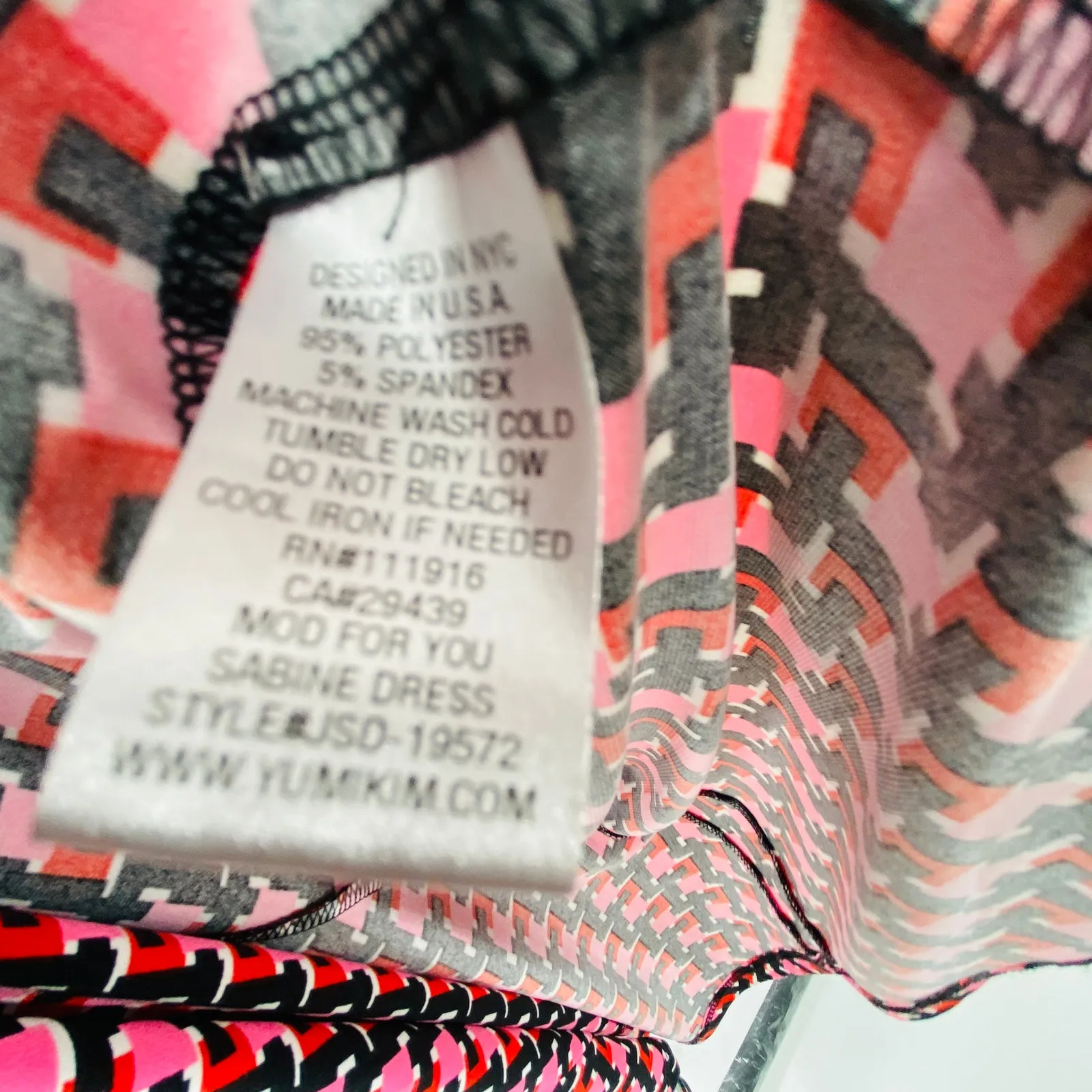 Yumi Kim Sabine Jersey Asymmetrical Wrap Dress Red Pink Black Geometric Print XS - Image 8