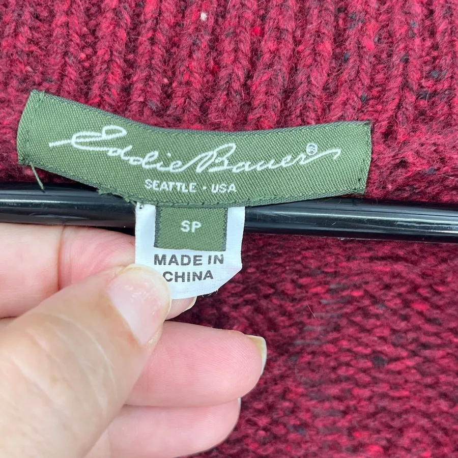 Eddie Bauer Cable Knit Angora Blend Cardigan Womens Sweater Sz SP Preppy Cottage - Image 9