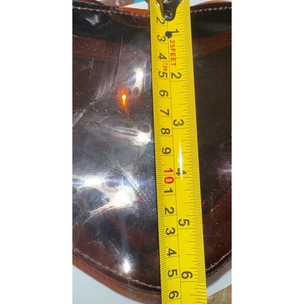 Brown Plastic Heart Shaped Crossbody Bag Purse Gold Chain Strap Translucent - Image 7