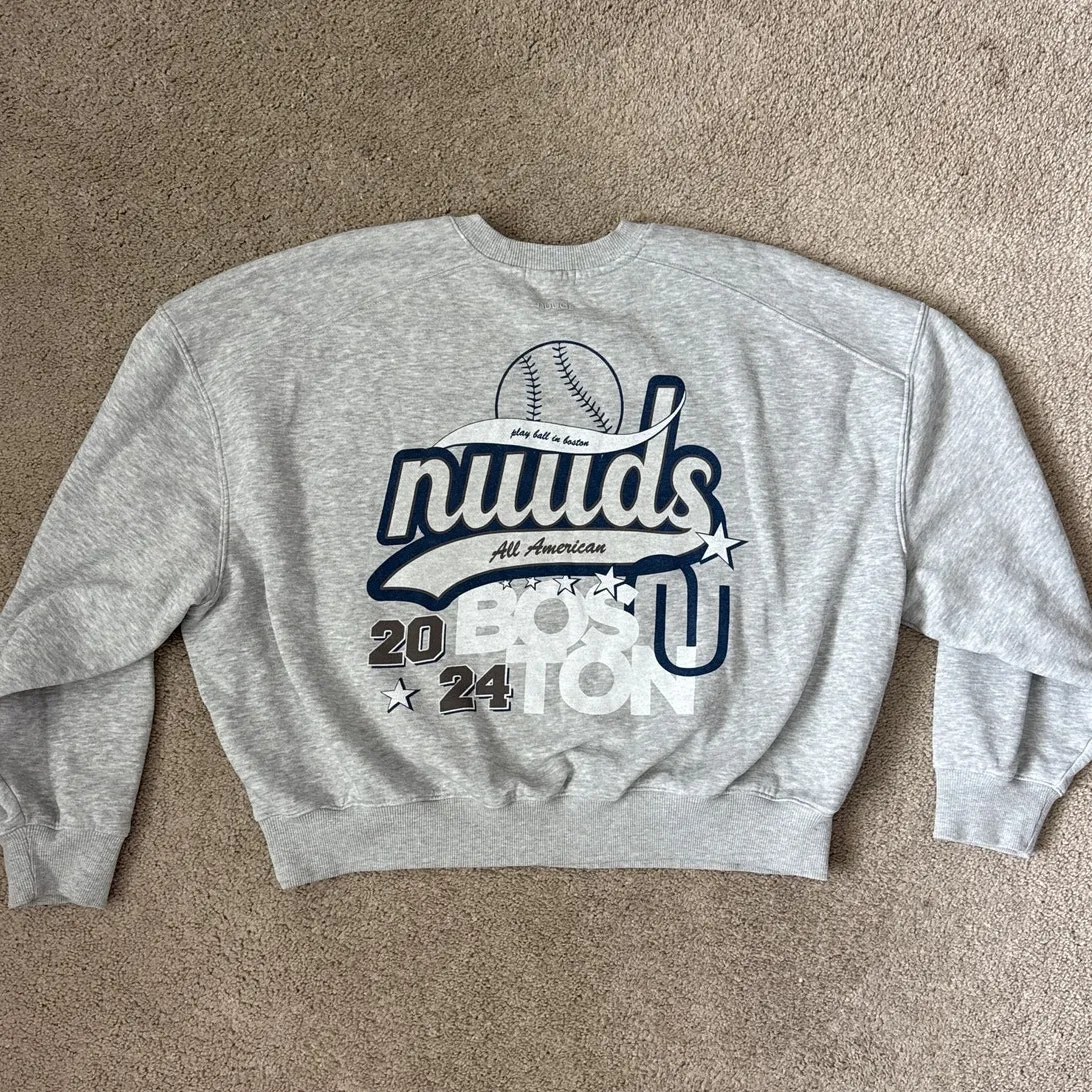 Nuuds Boston 2024 Baseball Graphic Pop Up Sweatshirt Heather Gray Size Medium - Image 9