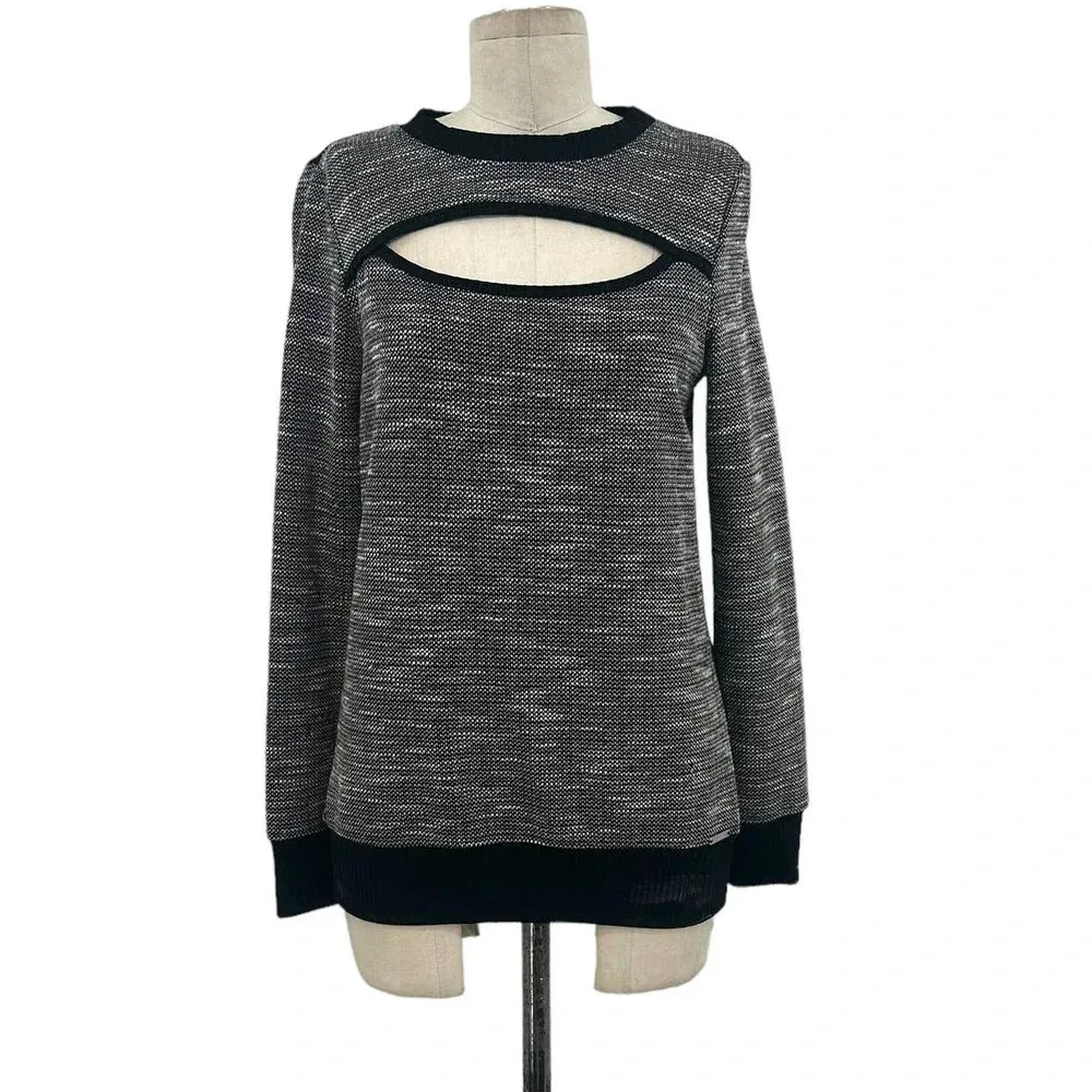 Koral  Breach Open Front Pullover Sweater Slub Gray Black‎ Size Small - Image 3