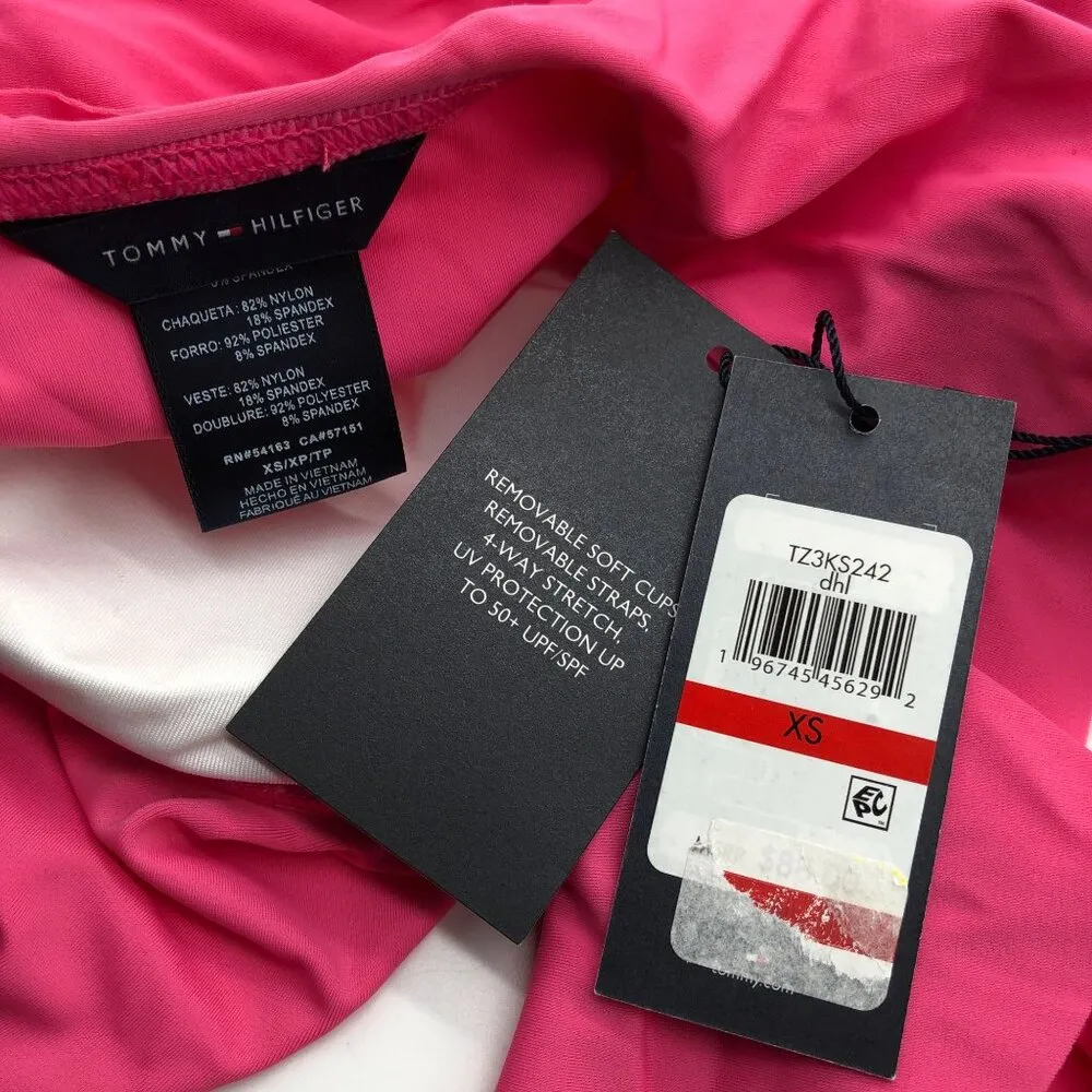 Tommy Hilfiger Pink Ruffled Off-The-Shoulder Removable-Strap Tankini Top XS - Image 6