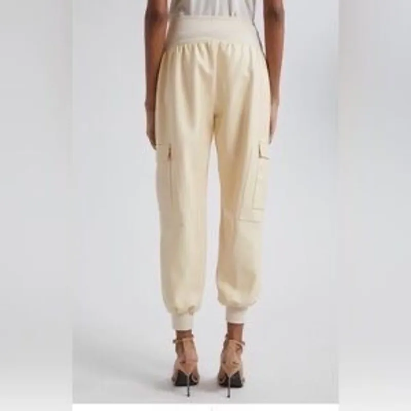 Cinq à Sept Giles Faux Leather Jogger Pants in Dune Size Small - Image 6