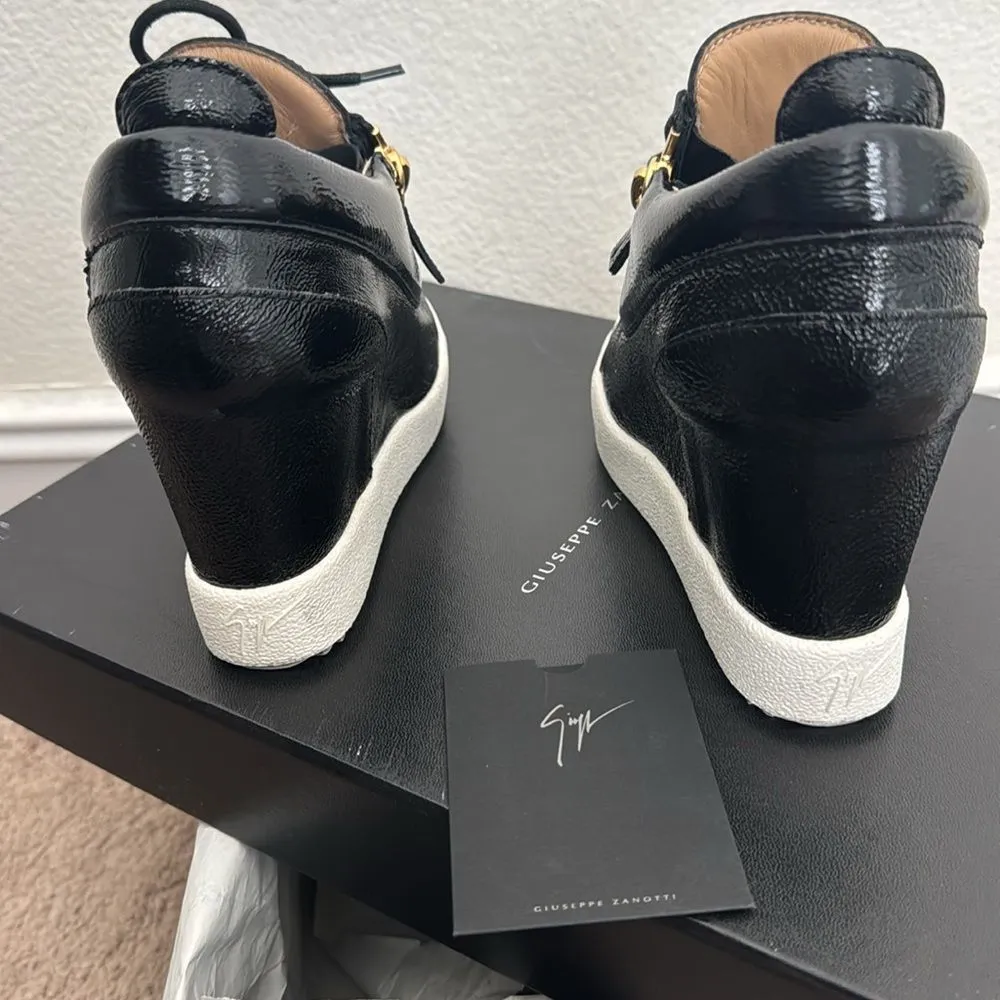 Giuseppe Zanotti zippered sneaker wedge lamay lorenz rullino nero zipblack/gold - Image 3