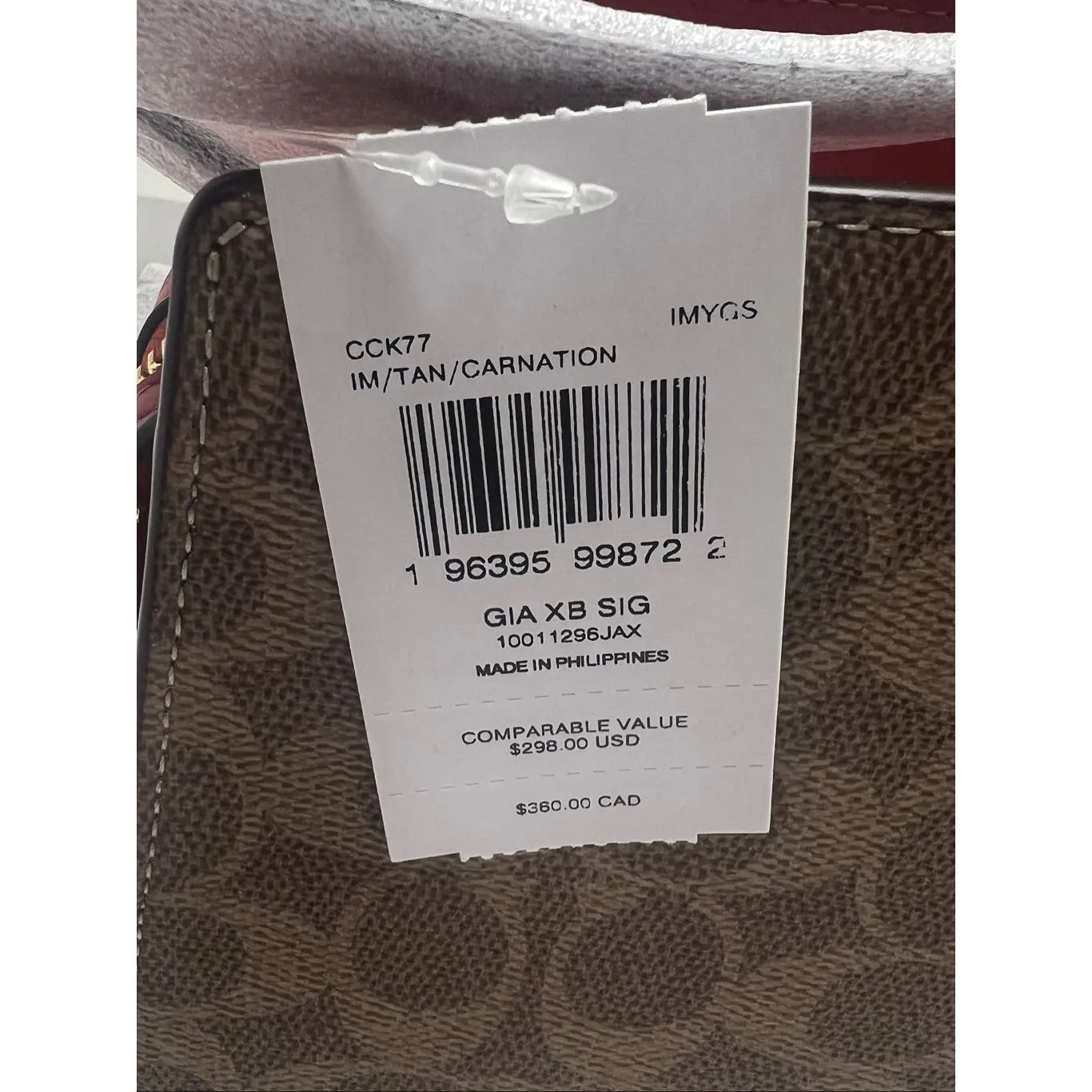 🔥🎁NWT! Coach Gia Crossbody Bag In Sig Canvas Tan/Carnation CCK77 Msrp: $298.00 - Image 5