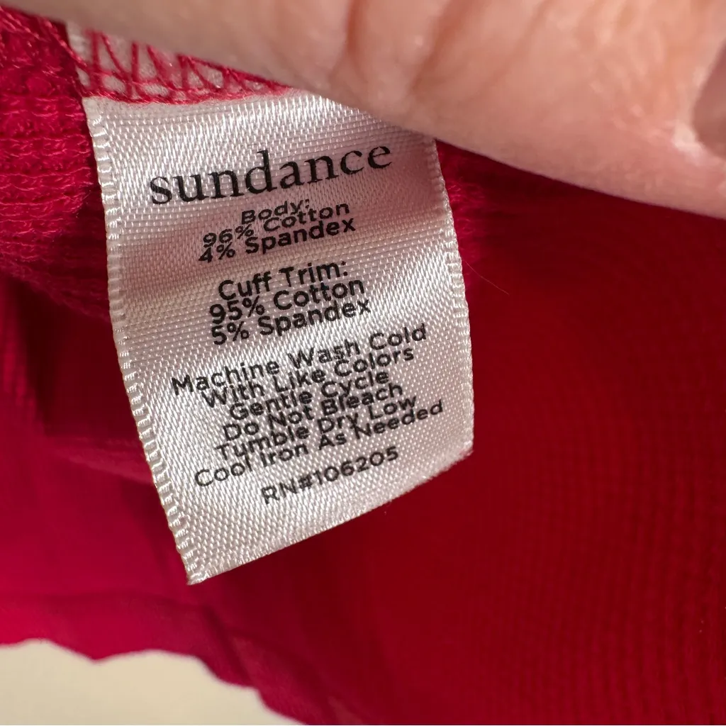 Sundance Hot Pink Waffle Knot Thermal Sweater Womens XL Fall Cozy Casual - Image 6