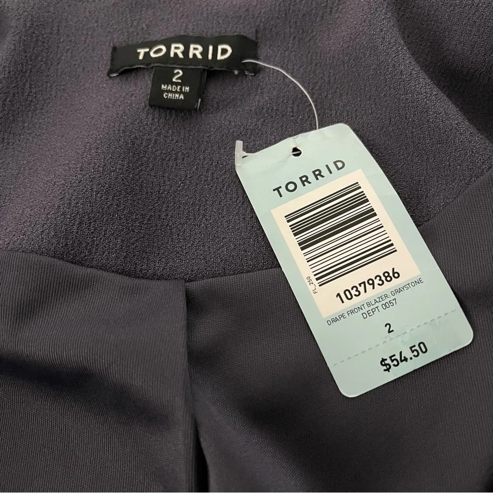 NWT, Torrid Drape Front Blazer in Graystone, Sz 2X - Image 12