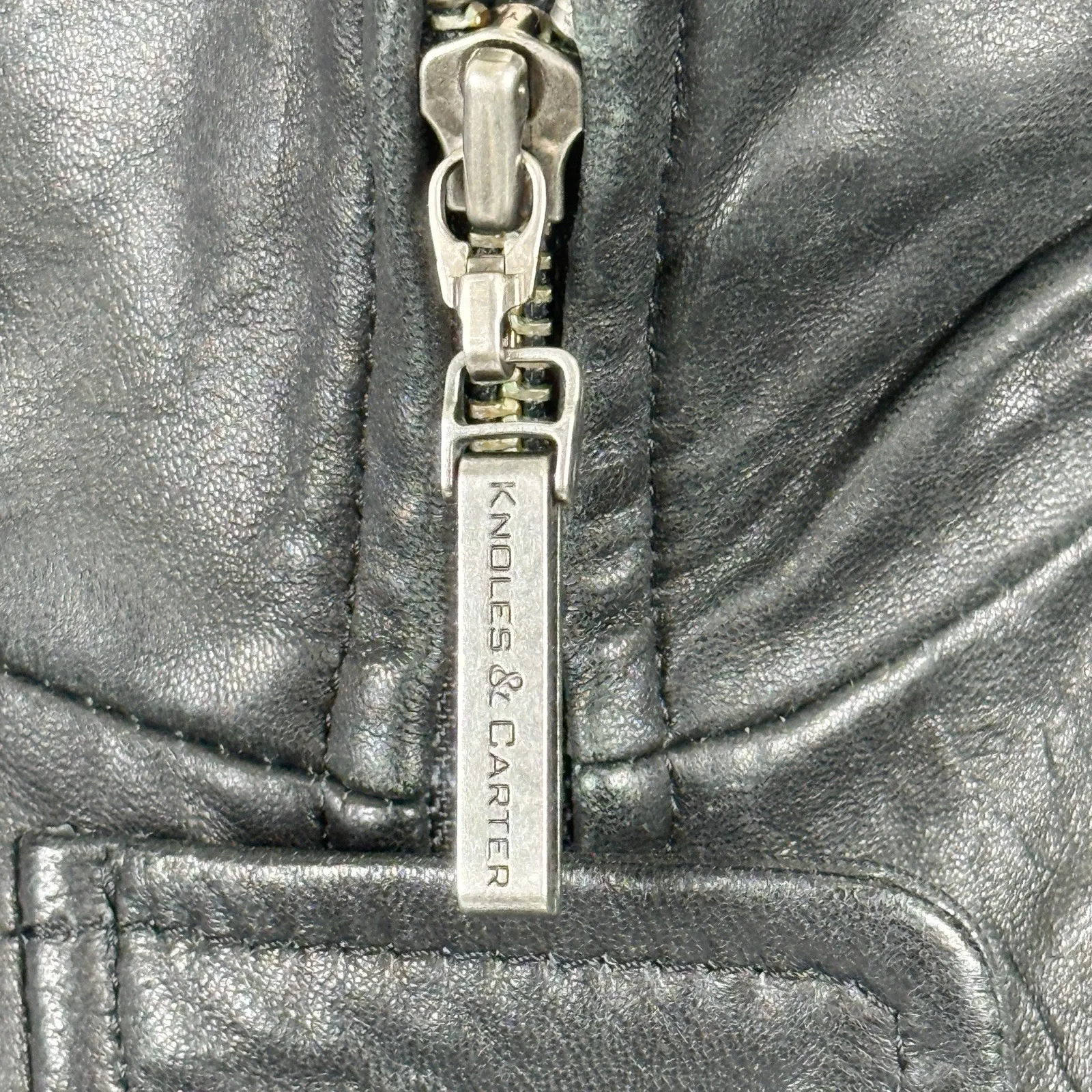 Knoles & Carter Downtown Black Leather Coat XL Fur Trim Hood Italian Lambskin - Image 5