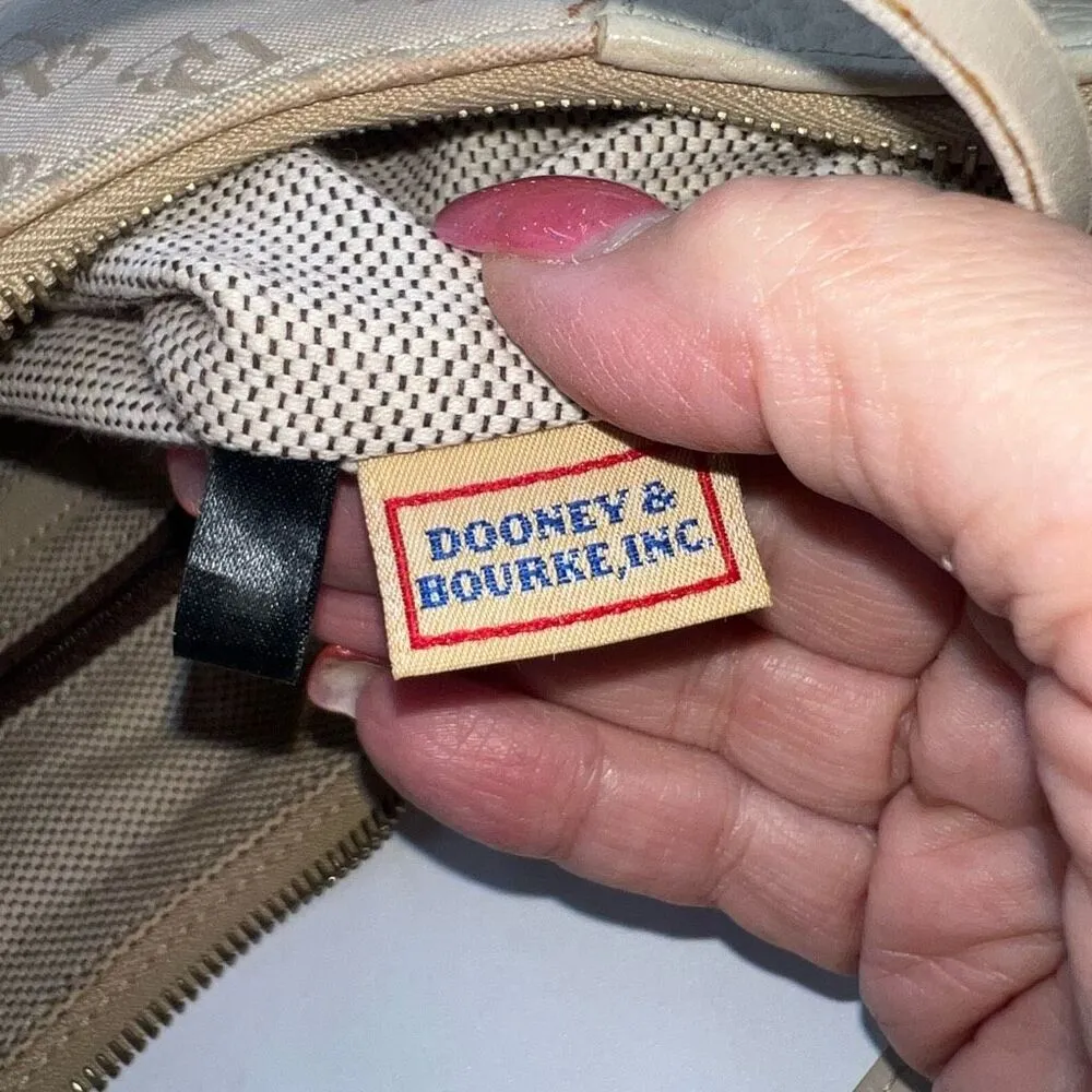 Dooney & Bourke Cream Signature Canvas and Leather Hobo Bag with Adjustable Leat - Image 11