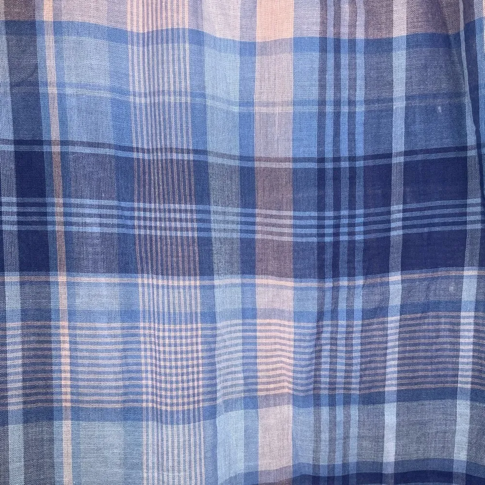 Ann Taylor LOFT Cotton Blue Plaid Bell Sleeve Softened Shirt Top Size Large - Image 8