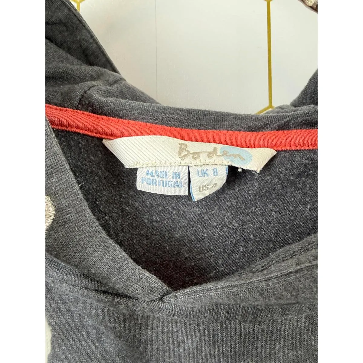 BODEN Dark Gray Lightweight Sparkle Cotton Blend Drawstring Hoodie - Image 4