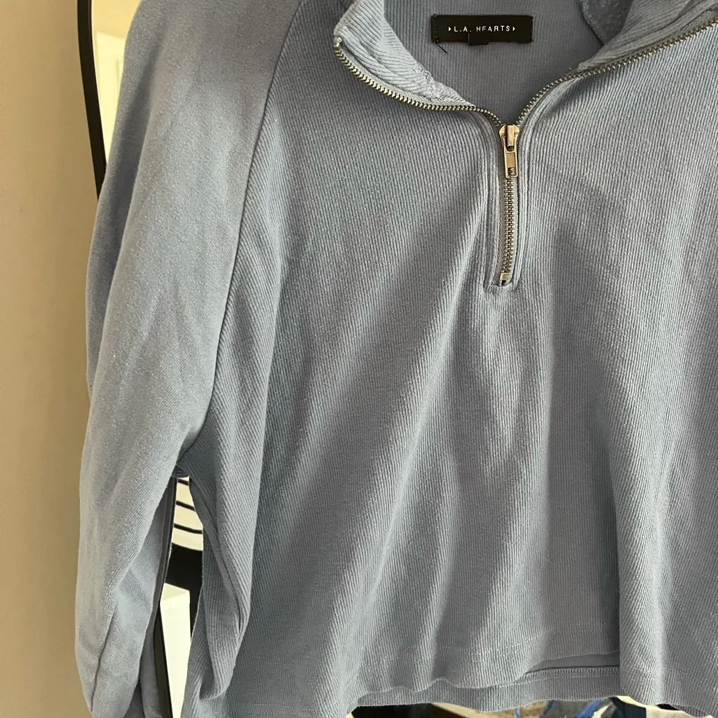 Pacsun La Hearts Light Blue Zip-Up Top - Image 2