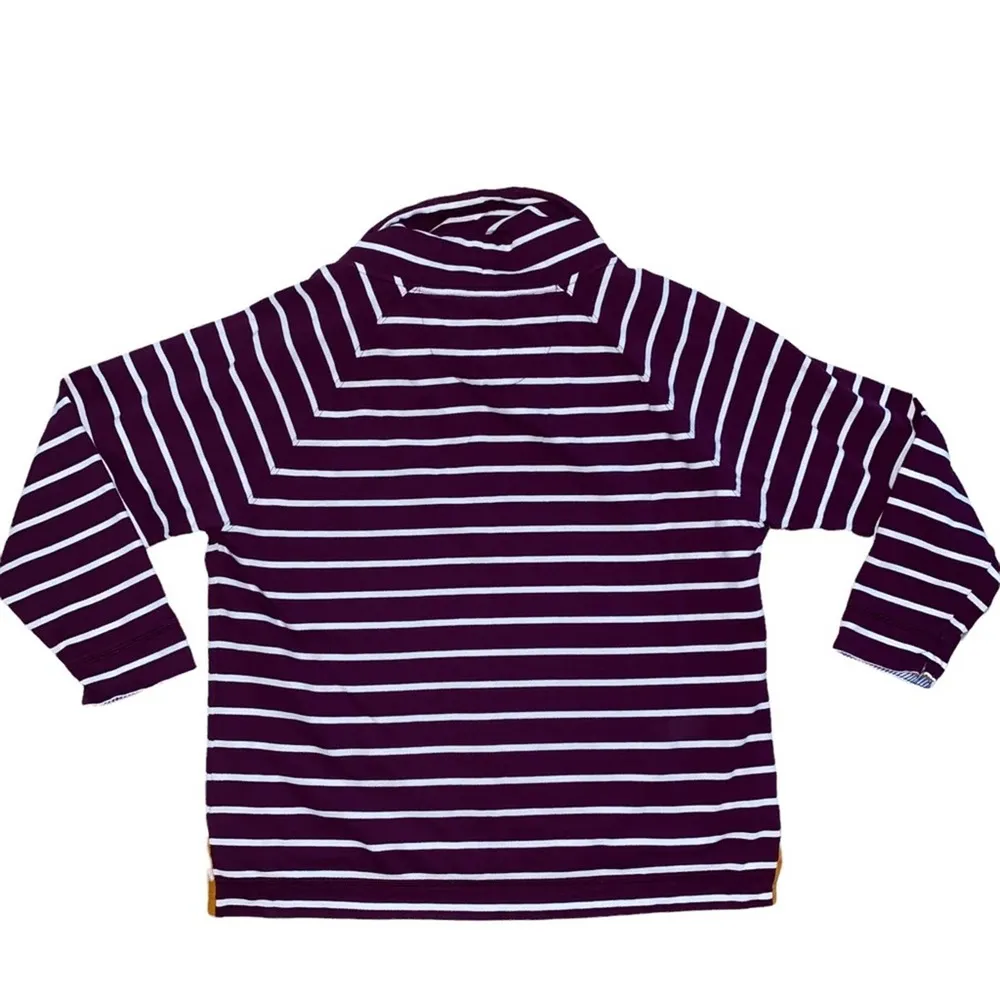 Sweatshirt Drawstring Mock neck front pouch pocket striped size large - Image 76