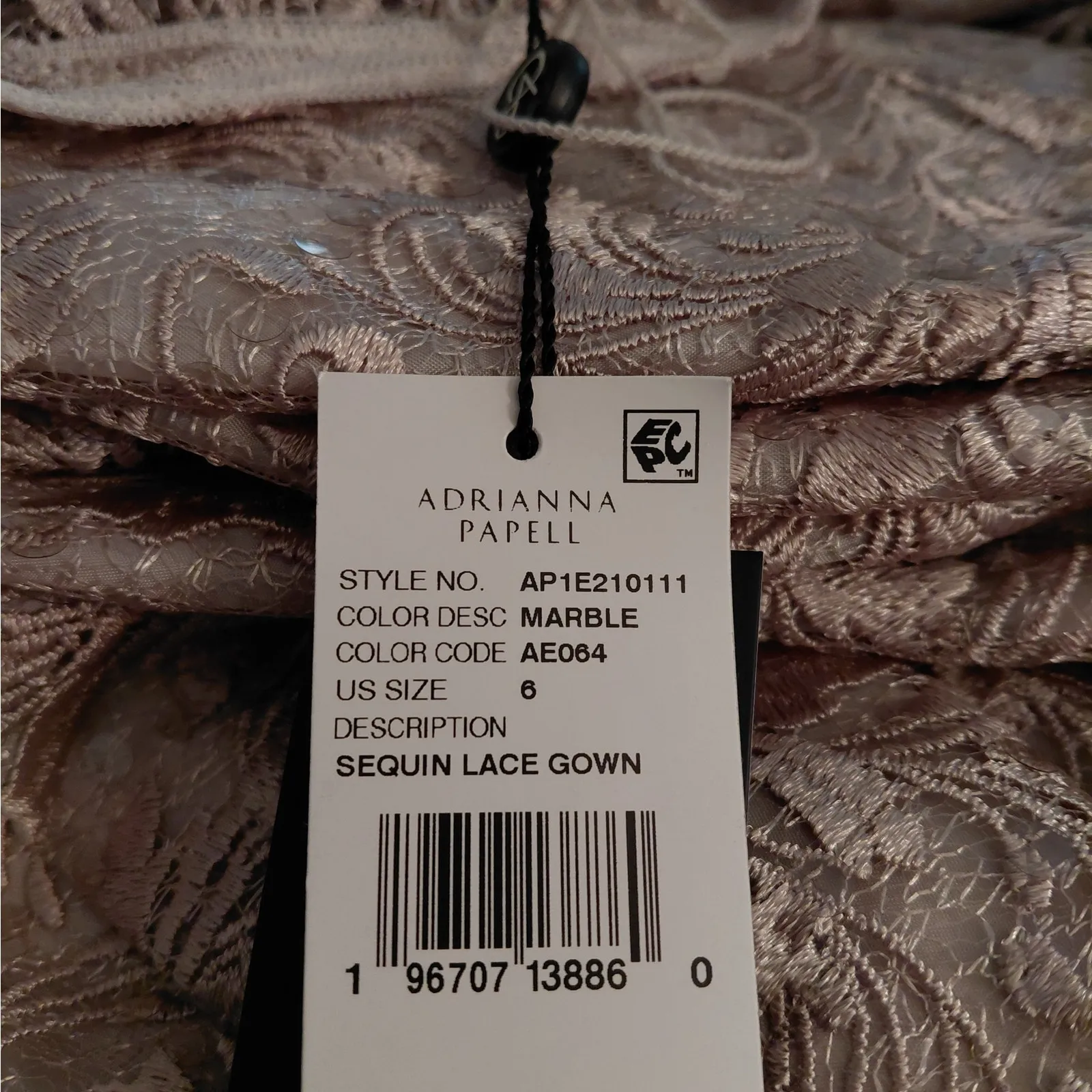 $299 Adrianna Papell Formal Evening Gown Size 6 Sequin Lace Dress Wedding Party - Image 12