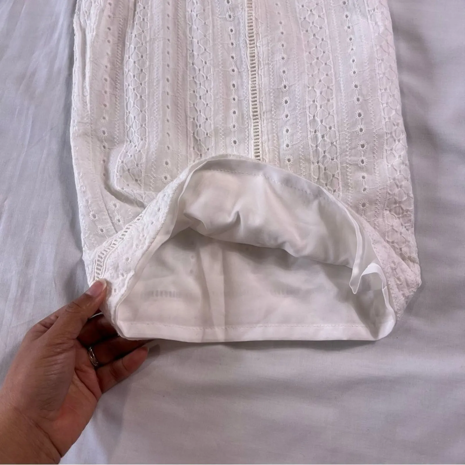 Hutch Women's XS White Romper Tank Top Wide Leg Eyelet Print - Image 8