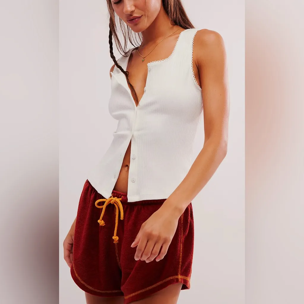 Free People Intimately Gimme More Terry Shorts Arabian Spice Brown Retro 60s - Image 5