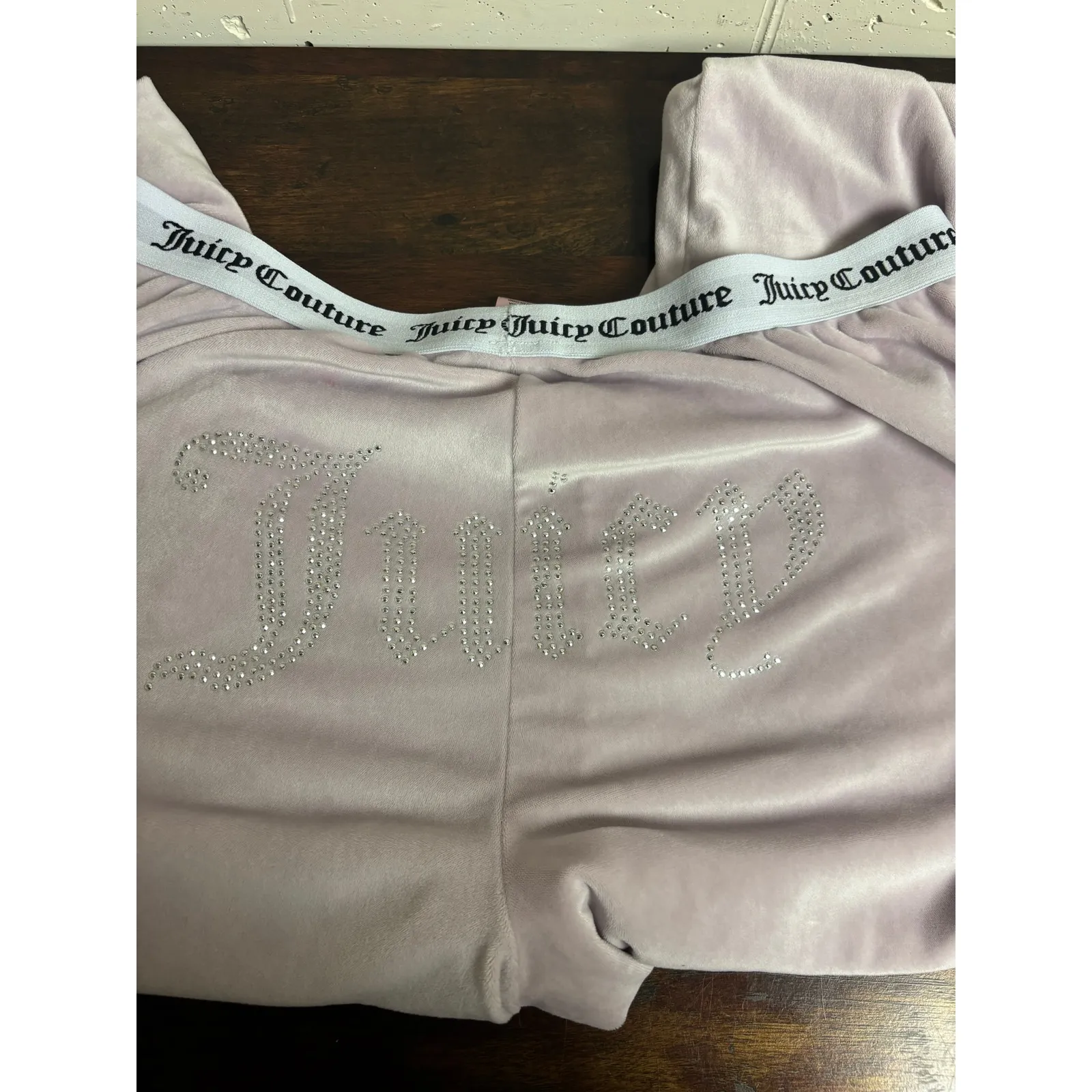Juicy Couture Velour Joggers with Rhinestone “Juicy” Logo – Size Large - Image 5