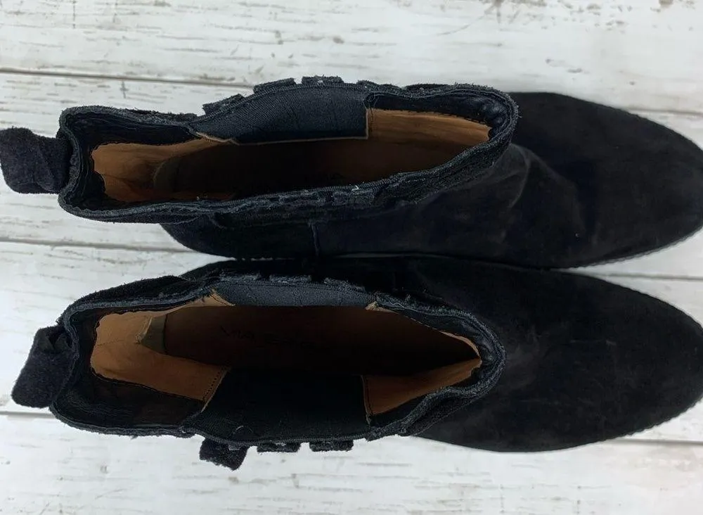 Via Spiga Black Suede Leather Ankle Chunky Boots Moto Biker Classic All Black 10 - Image 5