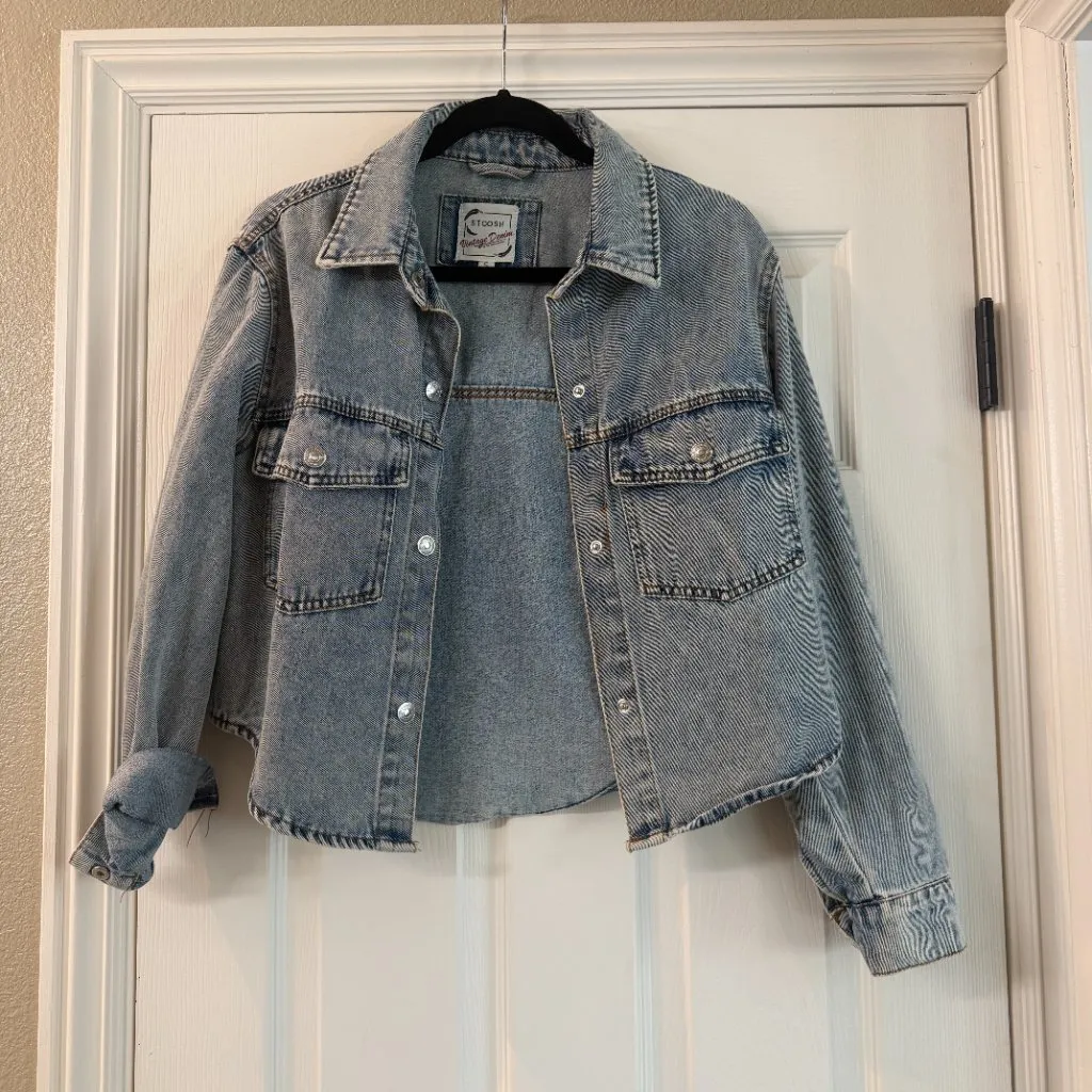 Stoosh Vintage Denim Shirt Jacket Shacket Size Small Acid Wash - Image 2