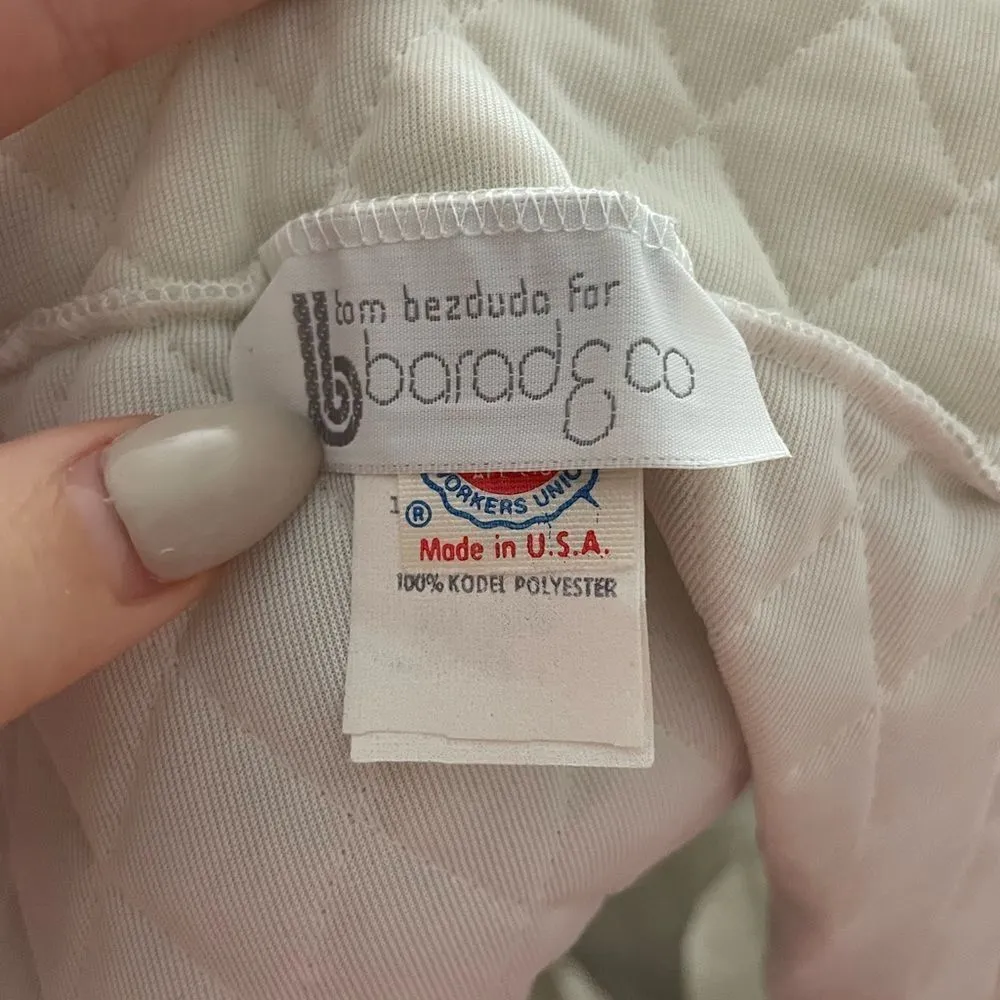 Vintage 70s Quilted Bed Jacket‎ Tie Front Ballerina Jacket Sz S Silver Pink - Image 4