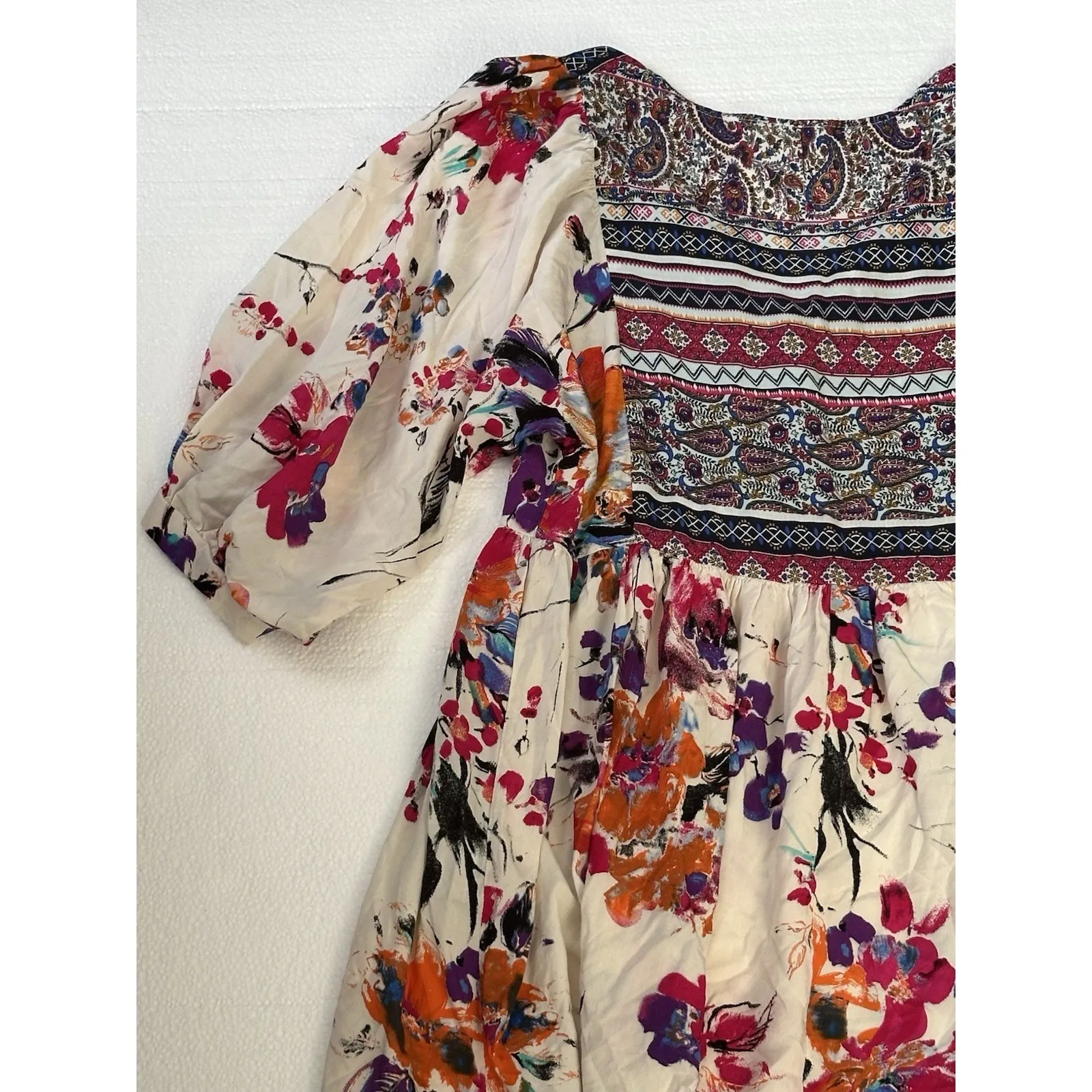 Umgee Top Tunic Babydoll Peasant Boho Festival‎ Womens Size Small Aztec Floral - Image 9