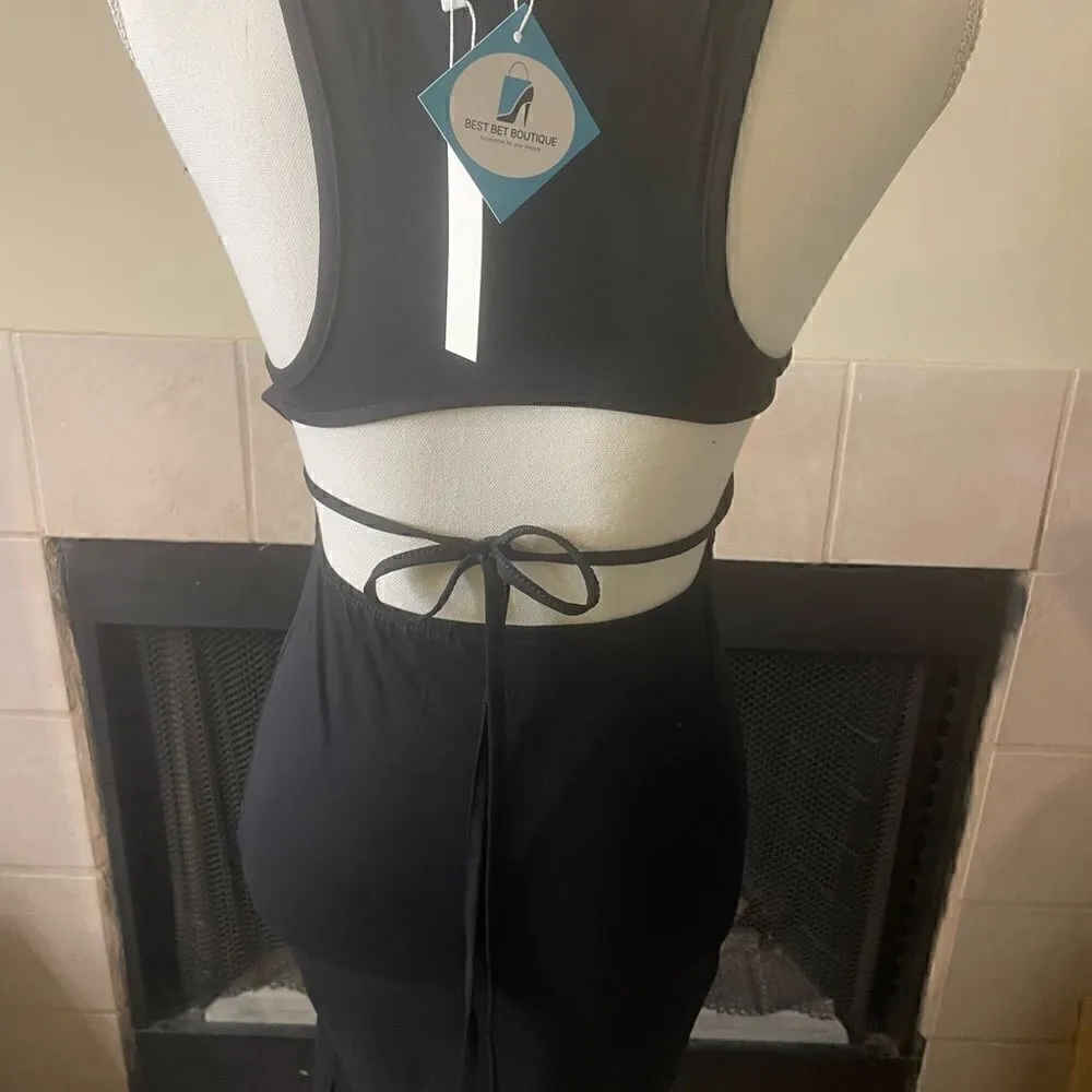 NWT Sleeveless, Strappy cut out back sexy midi Dress/ Black Black - Image 6