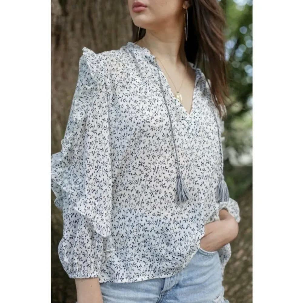💕ULLA JOHNSON💕 Lillian Blouse ~ Porcelain Print 6 - Image 5
