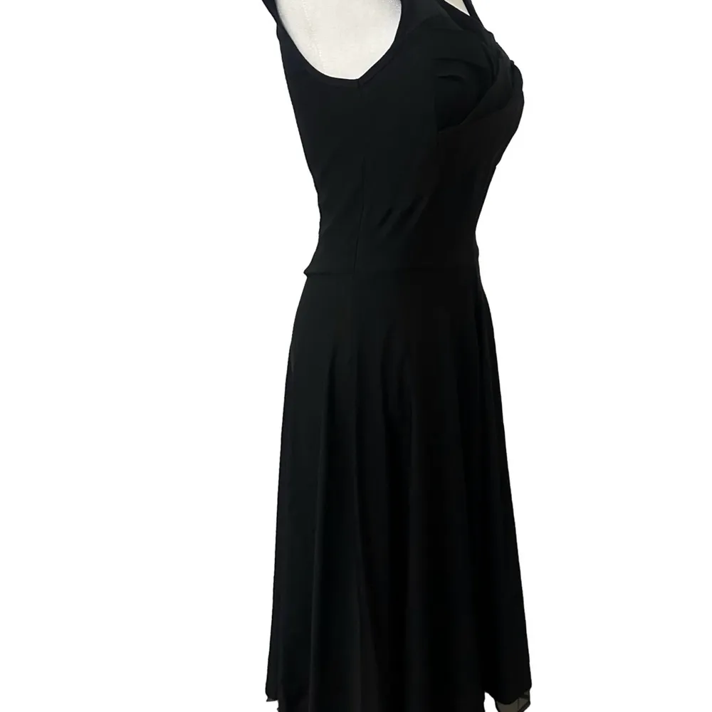 Rockabilly Swing Dress SM Whimsigoth Fairy Fit & Flare Stretch Classy Old Money Black - Image 3