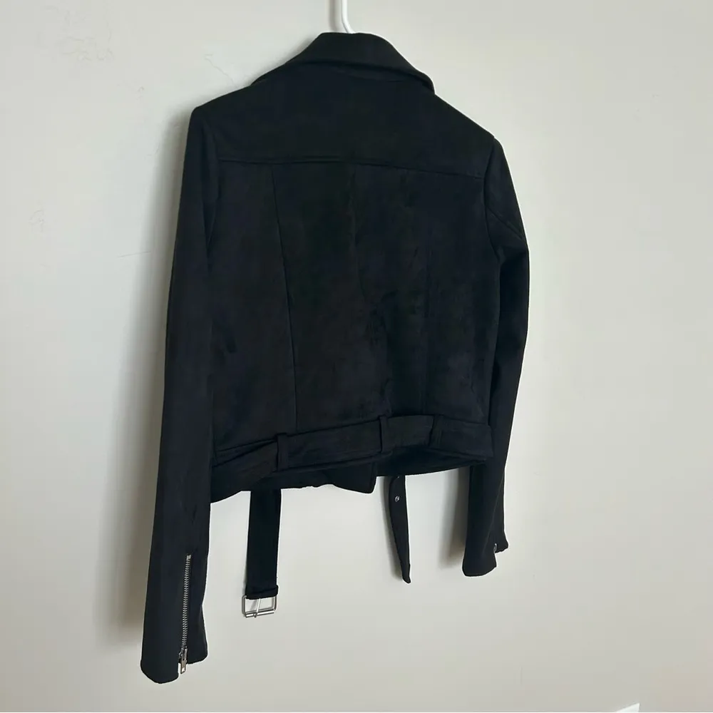 Women’s Forever 21 Black Moto Jacket, Faux Suede, Size Small - Image 4