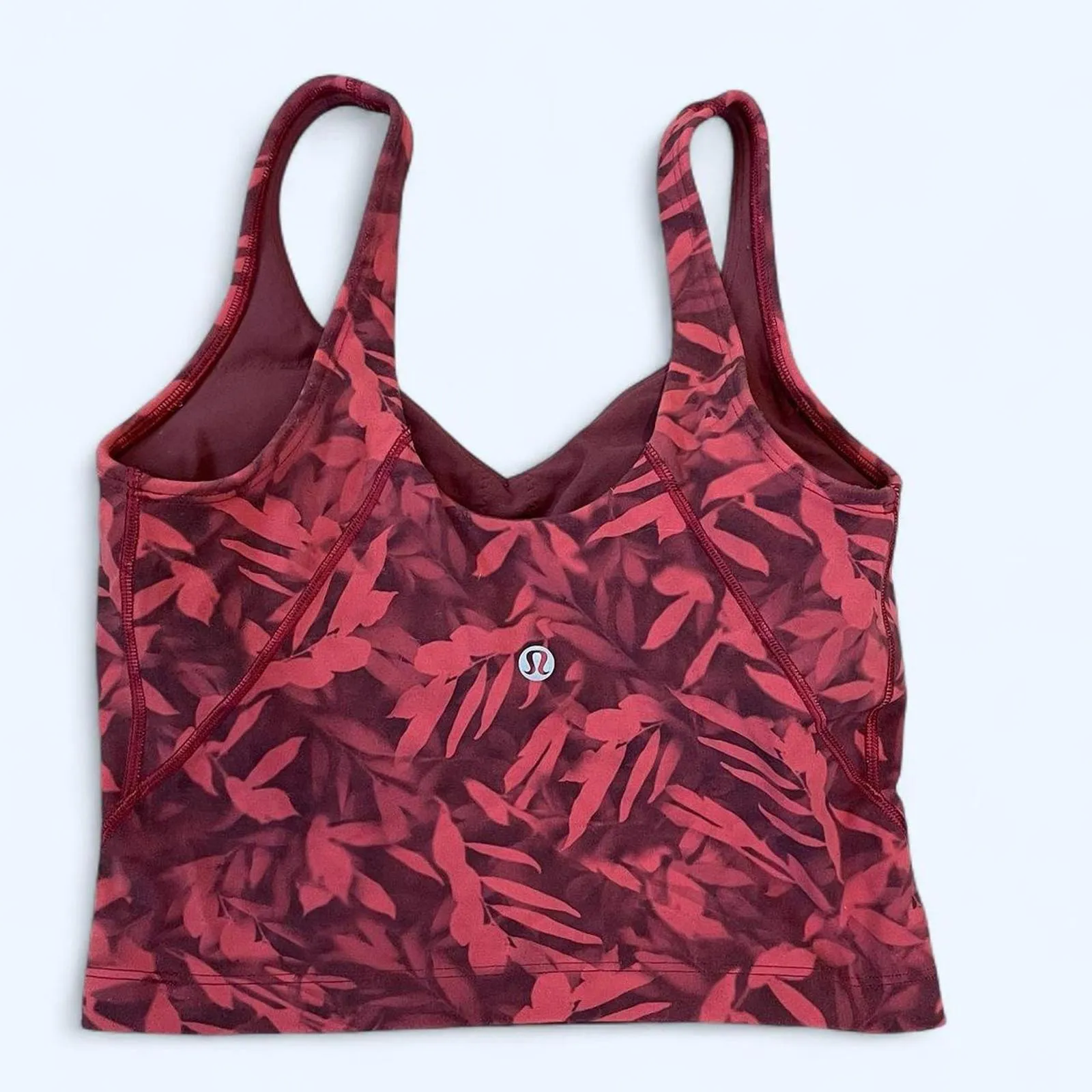 Red and pink Lululemon tank top in a size 2 - Image 5